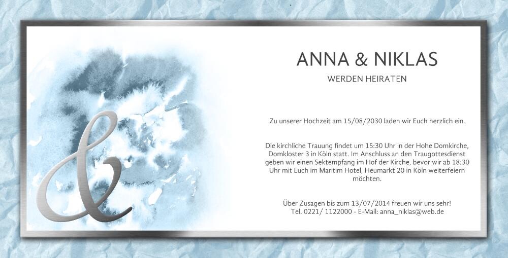 Hochzeitskarte mit grauem Hintergrund und Tulpen