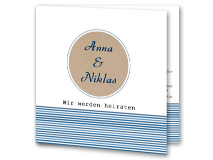 Hochzeitseinladung modern blaue Streifen lva17011628vk